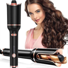 (EU Plug)Automatic Curling Iron With 360 Rotating, Automtic Hair Curler With 4 Temps, Fast Heating Ceramic Barrel, Dual Voltage Hair Curlers For Women