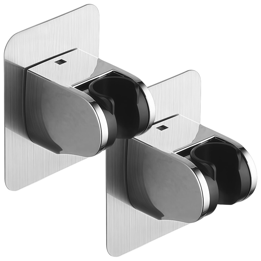 2 Pcs Adhesive Shower Head Holder, Adjustable Nodrill Wall Mount Bracket, Rustproof Silver For Handheld Showers 9092120289183