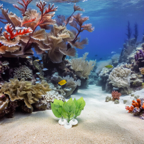 3Stk Grüne Betta Ruheblätter Plastik Aquarium Pflanzen 2