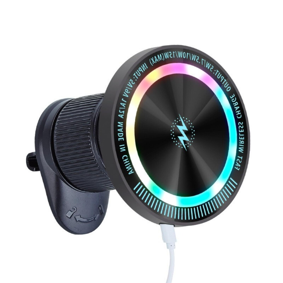 15W Fast Wireless Car Charger Mount With Led 360 Rotation Phone Holder For Dashboard And Air Vent Light 9330225129875