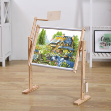 Adjustable Wooden Embroidery Stand 360 Rotating Cross Stitch Rack Small Size Log Color for Home Studio