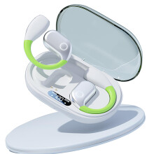 Wireless Bluetooth Earbuds 5.4 with Smart Digital Display, 40H Playtime, Open Earhooks for Running, Workout, Cycling (White)