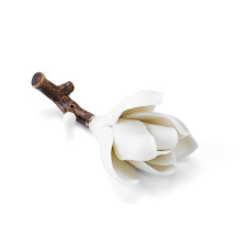 Ceramic Calligraphy Brush Rest Holder White Flower Shape 2 in 1 Pen and Incense Stand Vintage Design