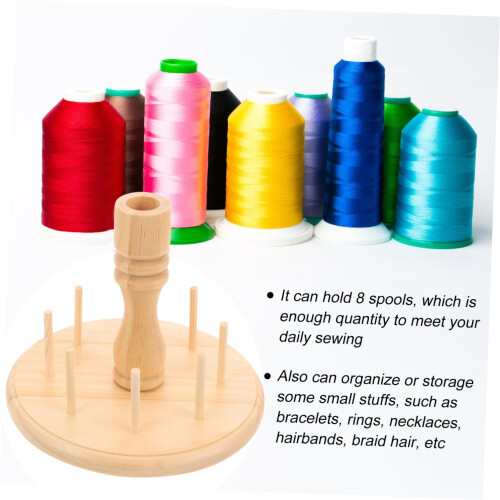 Wooden Thread Spool Holder Rack for Sewing and Crafting, Durable Yarn Organizer Stand 2