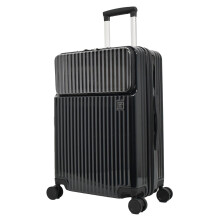 Kawaii Luggage Suitcase Black Medium with Clear Display Pocket and TSA Lock for Plush Toy Travel