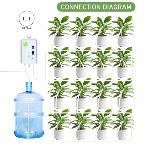Automatic Watering System Timeable Plant Waterer Built-in Self-Priming Pump  Timed Watering Timer 2m 16 Potted (US) 2