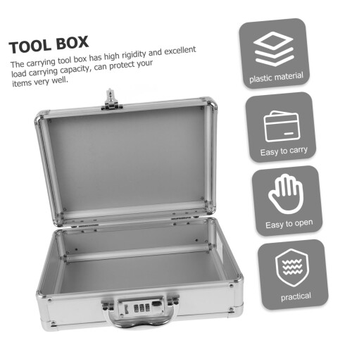 Aluminum Tool Case with Secure Combination Lock, Durable Hard Shell, Compact Briefcase for Travel 2