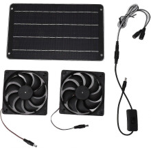 Dual Fan System with Solar Power Solar Powered Double Blower 7w Sun Operated Twin Fan - DD