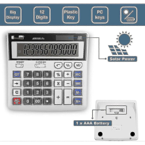 Calculator,standard Function Desktop Calculators,basic Financial Calculator Solar Powered Accounting Calculator 12 Digit Lcd Display Calculators,offic 1