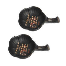 Calligraphy Ink Dish Set with Brush Rest, 2 Piece Floral Design Palette for Painting and Artists
