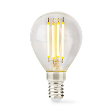 Lámpara LED E14 | G45 | 4,5 W | 470 lúmenes | 2700K | Dimbar | Varm Vit | Retrostilo | 1 grado. | Tydlig