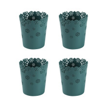 Elegant Floral Lace Desktop Storage Bin Plastic-Navy blue L