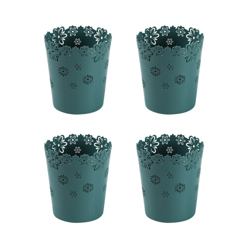 Elegant Floral Lace Desktop Storage Bin Plastic-Navy blue L