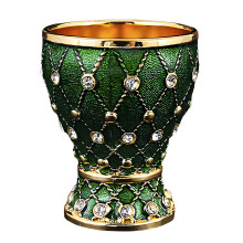Metal Shot Glass with Crystal Pattern-Golden Green 1PCS