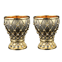 Wine Cup with Delicate Rhinestones Accent Ideal for-Gold 2PCS