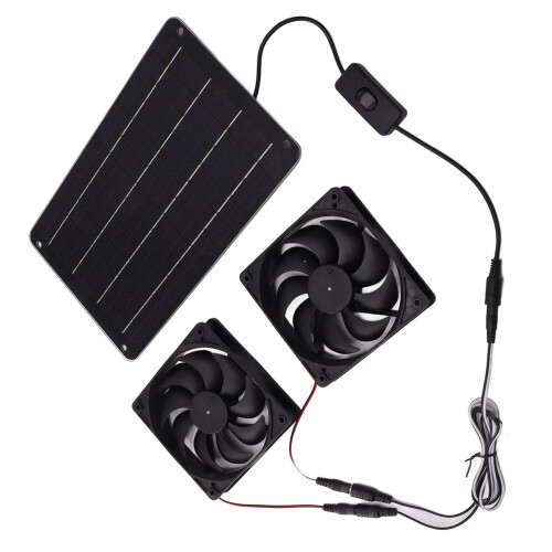 Weatherproof Solars Panel Double Fan Quiet Operation Solars Fan