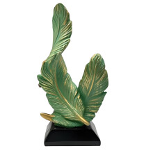 Carved Feathered Figure Abstract Art Sculpture-Green double