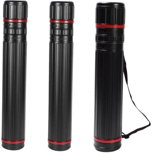 3pcs Expandable Poster Tube Set with Secure Locking Cap Telescoping Art Storage Black