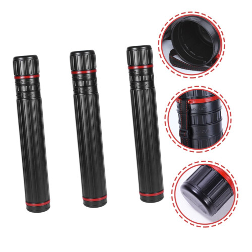3pcs Expandable Poster Tube Set with Secure Locking Cap Telescoping Art Storage Black 2