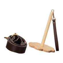Wood Yarn Holder with Leather Wrist Strap, Portable Knitting Accessory for Crocheting and Knitters