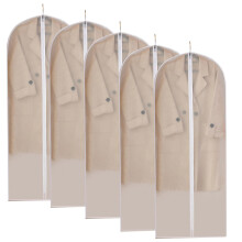 5Pack 24 x 50 Inch Clear Garment Bags with Zipper for Hanging Clothes, Durable PEVA Clothes Storage Covers for Coats and Dresses