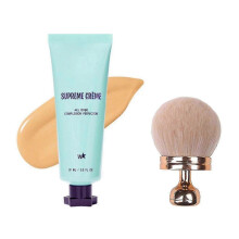(LIGHT)Supreme Creme All-Over Complexion Perfector CC Cream Foundation & Makeup Brush, Long-Lasting All-in-One Blemishes Concealer