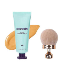 (Medium)Supreme Creme All-Over Complexion Perfector CC Cream Foundation & Makeup Brush, Long-Lasting All-in-One Blemishes Concealer