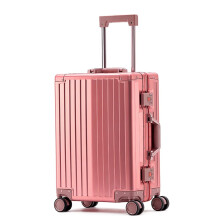 24 Inch Aluminum Magnesium Carry On Luggage Pink Hardside Spinner Suitcase with TSA Lock and 360 Wheels