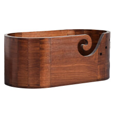 Handcrafted Wooden Yarn Bowl for Knitting and Crocheting, Large Vintage Oval Design for Tangle Yarn