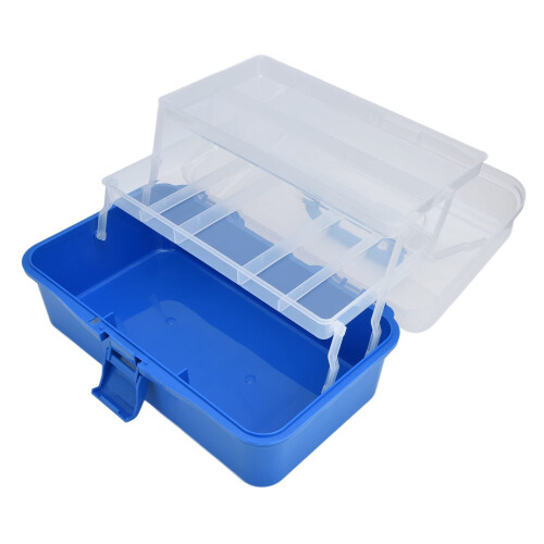Plastic Tool Organizer Box, 3 Layer Folding Transparent Storage Case for Hardware Crafts and Home 2