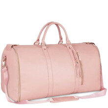 Extra Large PU Leather Duffle Bag 80L Water Resistant Weekender Travel Bag with Foldable Design and Multi Pocket Storage (Ear Pink)