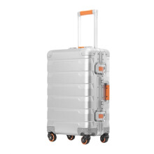 20 Inch Aluminum Carry On Luggage with TSA Secure Lock, 360 Spinner Wheels, Lightweight Silver Hard Shell Suitcase