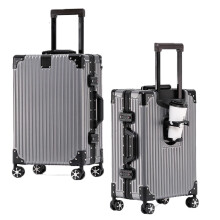 Aluminum Magnesium Alloy Carry On Luggage 20 Inch with TSA Lock and 360 Silent Spinner Wheels Grey