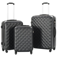 3 Piece Hard Shell Luggage Set with Spinner Wheels, Lightweight Durable ABS Suitcase Set with TSA Lock, Black