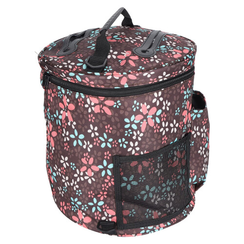 Large Capacity Yarn Storage Bag with Multiple Pockets, Cylindrical Wool Knitting Organizer for Tools and Accessories