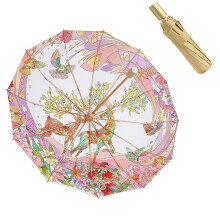 Compact Folding Umbrella for Women Pink Windproof Travel Umbrella with Waterproof Canopy and Ergonomic Handle