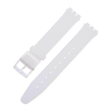 (ivory) suitable for Ultra-thin Watch Band for Swatch Skin Strap Replacement Pin Buckle 16mm Silicone Rubber Wristband Red Navy Black White Watchband
