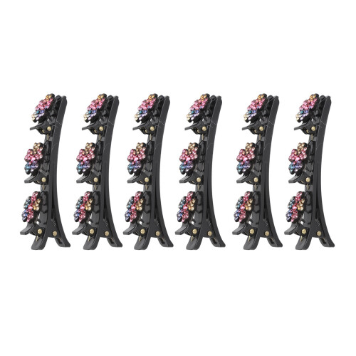 6pcs Double Layer Braided Hair Claw Clips Colorful
