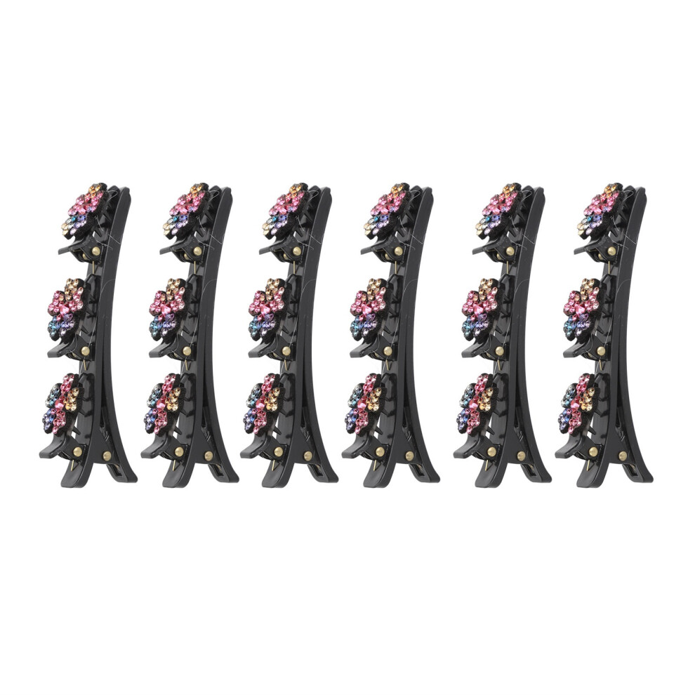 6pcs Braided Hair Clips - Double Layer Colorful