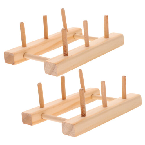 Sewing Thread Holder Rack 2 Piece Wooden Spool Organizer for Tangle Thread Storage and Easy Access