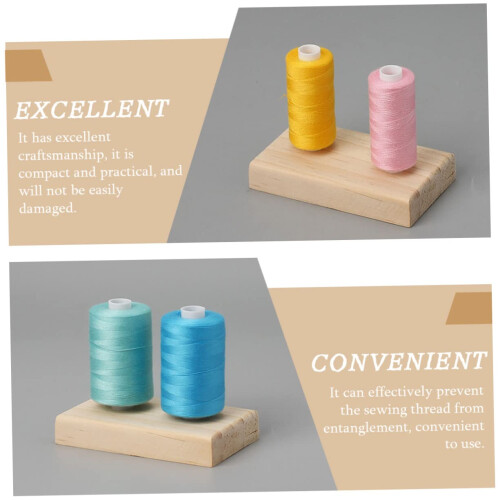 Wooden Thread Spool Holder Set, Adjustable Sewing Thread Organizer, 2Piece Rack for Home and DIY Crafts 2