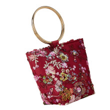 Unique Mesh Handbag With Intricate Embroidery Shoulder Bag-Red