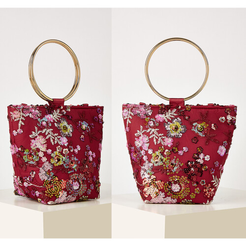 Contemporary Embroidered Handbag With Spacious-Pink 1