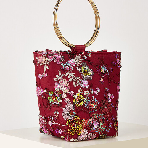 Contemporary Embroidered Handbag With Spacious-Pink 2