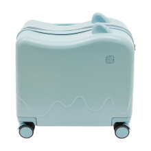 18Inch Kids Ride On Suitcase with Lock and 4 Spinner Wheels, Lightweight Trolley Luggage for Ages 36, Sky Blue