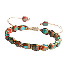 Fashionable Irregular Stone Bracelet With Nylon-ora1nge orchi1d