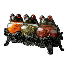 Decorative Glass Seasoning Jars With Cartoon-Frog 3 pack
