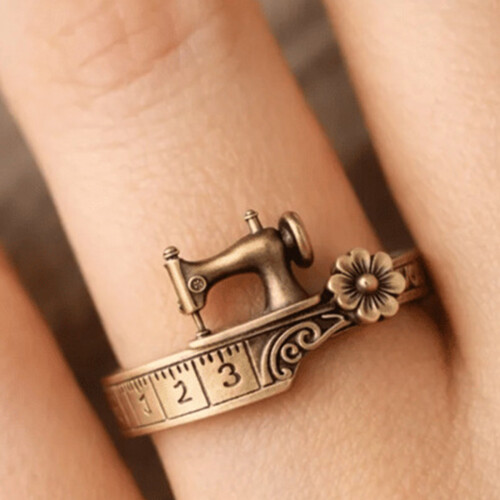 Artisanal Alloy Sewing Machine Rings Size 6 7 8 Creative-6