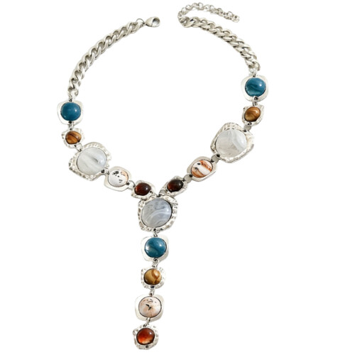 Collier pendentif délicat d’inspiration rétro teint à la-Argent