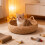 Kleines Haustierbett, gewebtes Katzennest mit Stroh, rundes-S 3